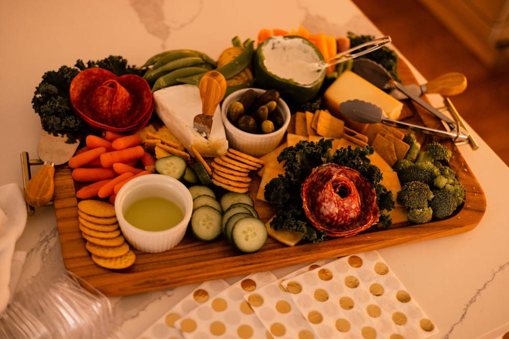 charcuterie food display on tray